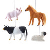 Farm Animal Ornaments, 4 Assorted