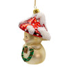 Glass Mushroom Guy Holding Wreath Ornament