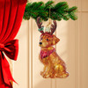 Noble Gems™ Golden Retriever With Antlers Glass Ornament