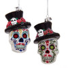 Noble Gems™ Glass Skeleton Head Ornaments, 2 Assorted