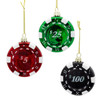 Noble Gems™ Casino Chips Glass Ornaments, 3-Piece Set