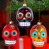Noble Gems™ Glass Sugar Skull Ornaments, 3 Assorted