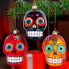Noble Gems™ Glass Sugar Skull Ornaments, 3 Assorted