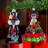 Noble Gems™ Glass Day Of The Dead Girl & Boy Ornaments, 2 Assorted