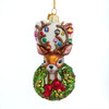 Noble Gems™ Glass Traditional Deer With Wreath Ornament