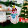 Noble Gems Glass Baseball Snowman With Twig Arms Ornament