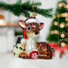 Noble Gems™ Glass Nostalgic Reindeer With Santa Hat & Gift Box Ornament