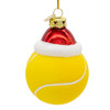 Noble Gems™ Glass Tennis Ball With Santa Hat Ornament