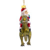 Noble Gems™ Glass Santa On Dinosaur Ornament