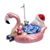 Noble Gems™ Glass Santa In Flamingo Pool Float Ornament