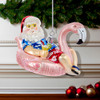 Noble Gems™ Glass Santa In Flamingo Pool Float Ornament