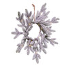 18" Pre-Lit Battery-Operated Warm White LED Flocked Pine Wreath