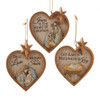 Heart Shaped Nativity Ornaments, 3 Assorted