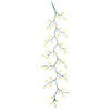 6' 48-Light White Cotton Balls With Warm White LED Lights Green Vine Garland