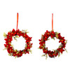 14“ Battery Operated Pre-Lit Warm White LED Poinsettia Wreath