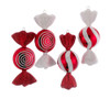 6“ Shatterproof Red and White Candy Ornaments, 4 Assorted
