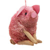 Abaca Sitting Pink Pig With Felt Ears & Rattan Feet Ornament