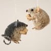 Sitting Mouse With Cheese Ornaments, 2 Assorted
