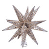 12" Un-Lit Champagne and Silver Glittered Moravian Star Treetop