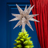 12" Un-Lit Champagne and Silver Glittered Moravian Star Treetop