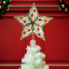 13.5“ Un-Lit White, Green and Red Star Treetop