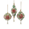 Red, White & Green Mistletoe Drop, Pear & Ball Ornaments, 3 Assorted