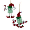 Green Gumdrop Elf With Candy Cane Ornaments, 2 Assorted