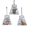 Metal Cowbell Ornaments, 3 Assorted