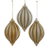 Gold and Platinum Glitter Finial Ornaments, 3 Assorted