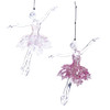 Pink and White Ballet Girl Acrylic Ornaments, 2 Assorted