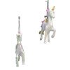 White Iridescent Unicorn Ornaments, 2 Assorted