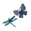 Peacock Inspired Dragonfly and Butterfly Ornaments, 2 Assorted