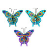Plastic Butterfly With Clip Ornaments, 3 Assorted