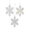 Clear and Silver Snowflake Ornaments, 3 Assorted
