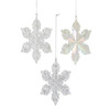 Clear and Silver Snowflake Ornaments, 3 Assorted