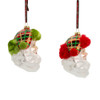 Glass Red & Green Plaid Santa Head Ornaments, 2 Assorted