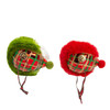 Glass Red & Green Plaid Santa Head Ornaments, 2 Assorted