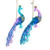 Glazed Iridescent Purple & Teal Peacock Ornaments, 2 Assorted