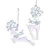 White Opalescent Deer Ornaments, 2 Assorted