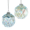 100MM Glass White & Clear Glittered Ball Ornaments, 2 Assorted