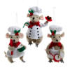 Mouse Chef Ornaments, 3 Assorted