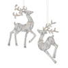 Transparent Deer With Silver Glitter Ornaments, 2 Assorted