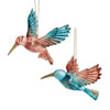 Teal & Desert Rose Hummingbird Ornaments, 2 Assorted
