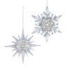 Clear Snowflake With Glitter & Gemstone Ornaments, 2 Assorted
