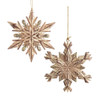 Distressed Glittered Snowflake Ornaments, 2 Assorted