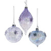 70MM-80MM Glass Lavender, Blue & Clear Iridescent Onion, Ball & Finial Ornaments, 3 Assorted