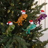 Colorful Dinosaur With Santa Hat Ornaments, 4 Assorted