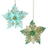 Aqua & Gold Poinsettia Ornaments, 2 Assorted
