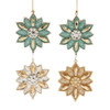 Aqua & Gold Flower With Dangle Ornaments, 2 Assorted