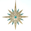 Aqua & Gold Star Ornaments, 2 Assorted